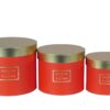 Cutie cilindru 3/SET cu capac auriu - Rosu