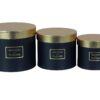 Cutie cilindru 3/SET cu capac auriu - Negru